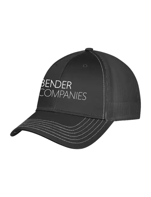 Charcoal Grey Mesh Trucker Cap Snap Back w/Bender Companies Logo