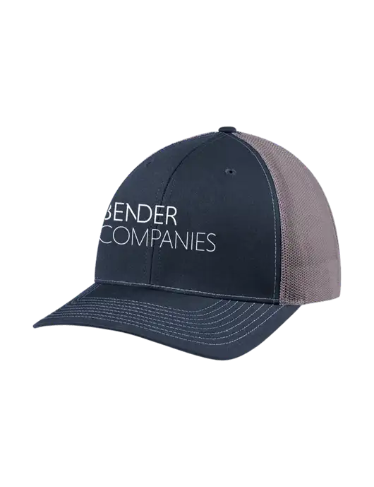 Richardson Adjustable Snapback Original 112 Trucker Cap Navy w/Charcoal Mesh w/Bender Companies Logo