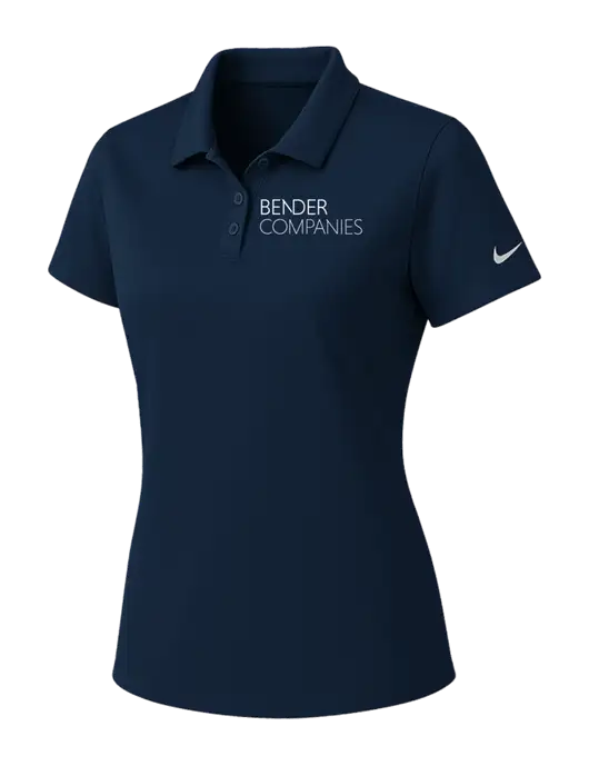 Nike Womens Navy Dry Essential Solid Polo w/Bender Companies Logo