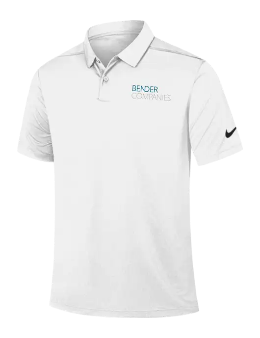 Nike White Dry Essential Solid Polo w/Bender Companies Logo