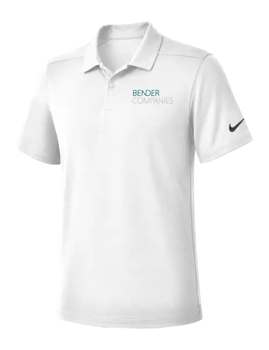 Nike White Dry Essential Solid Polo w/Bender Companies Logo