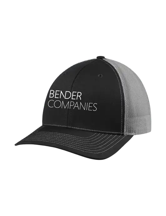 Richardson Adjustable Snapback Original 112 Trucker Cap Black w/Charcoal Mesh w/Bender Companies Logo