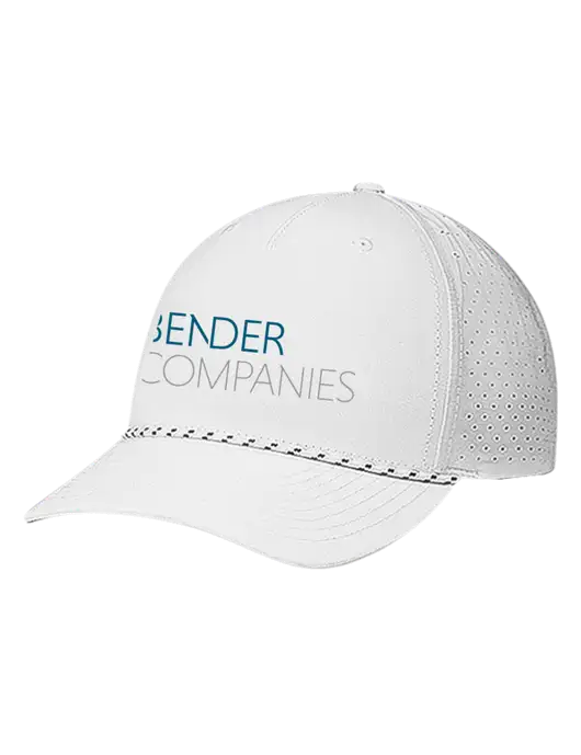 Richardson Laser Perf Performance White/White-Black Rope Cap w/Bender Companies Logo