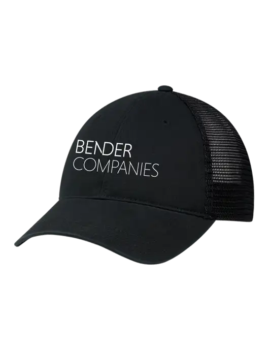 Richardson 111 Garment Washed Trucker Cap Black w/Black Mesh w/Bender Companies Logo
