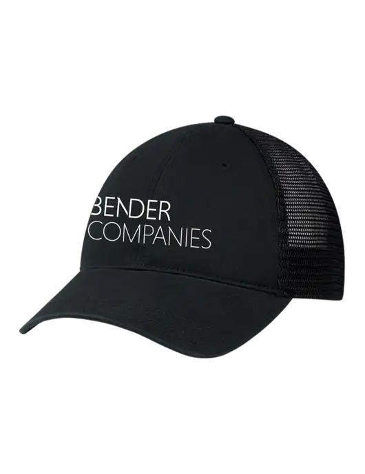 Richardson 111 Garment Washed Trucker Cap Black w/Black Mesh w/Bender Companies Logo