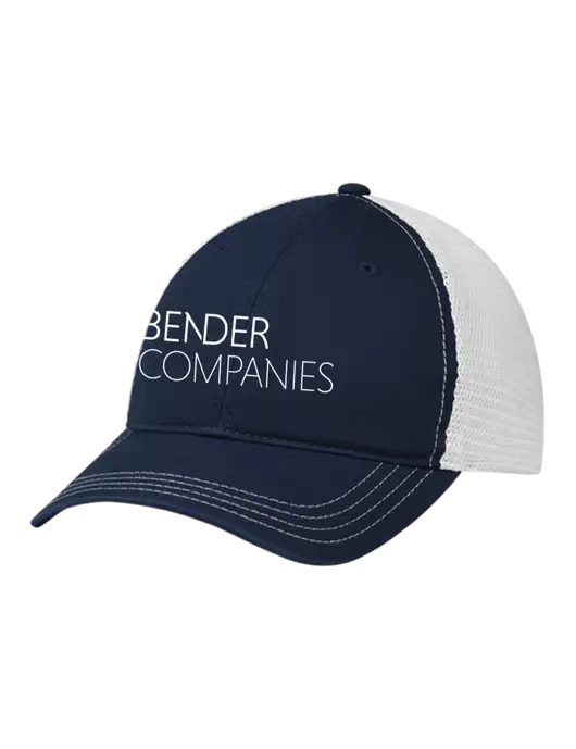 Richardson 111 Garment Washed Trucker Cap Navy w/White Mesh w/Bender Companies Logo