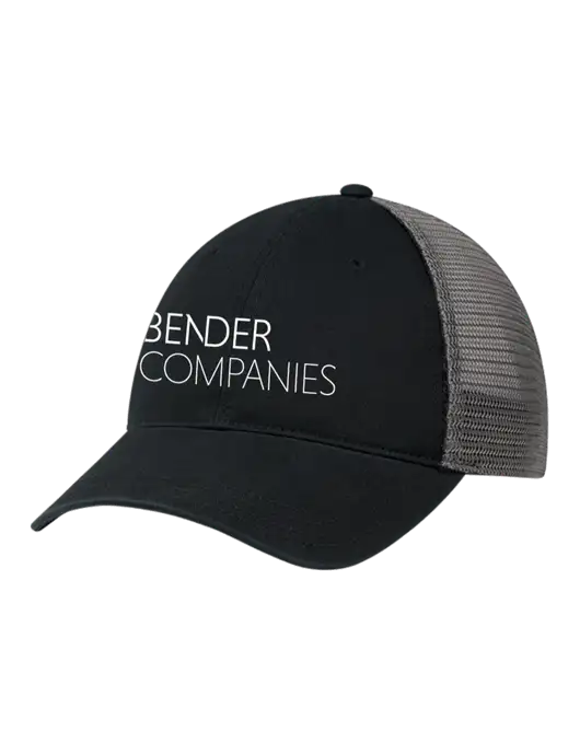Richardson 111 Garment Washed Trucker Cap Black w/Charcoal Mesh w/Bender Companies Logo