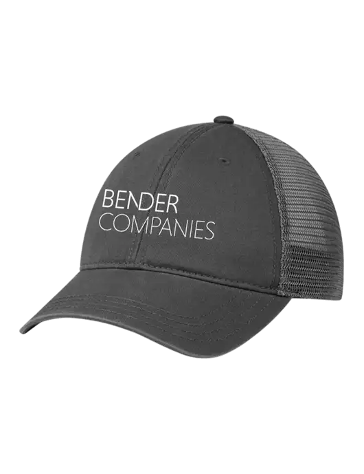 Richardson 111 Garment Washed Trucker Cap Charcoal w/Charcoal Mesh w/Bender Companies Logo
