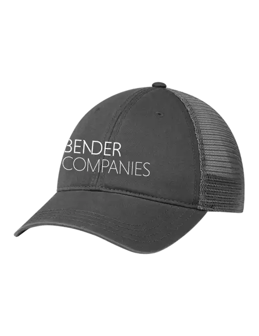 Richardson 111 Garment Washed Trucker Cap Charcoal w/Charcoal Mesh w/Bender Companies Logo
