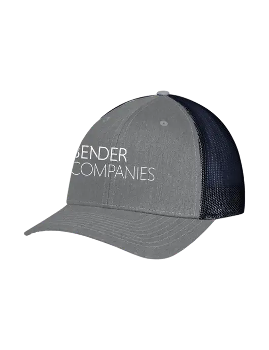Richardson Adjustable Snapback Original 112 Trucker Cap Heather Grey w/Navy Mesh w/Bender Companies Logo