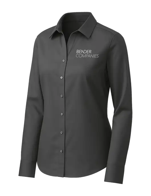 Brooks Brothers Womens Dark Grey Wrinkle-Free Stretch Pinpoint Shirt w/Bender Companies Logo