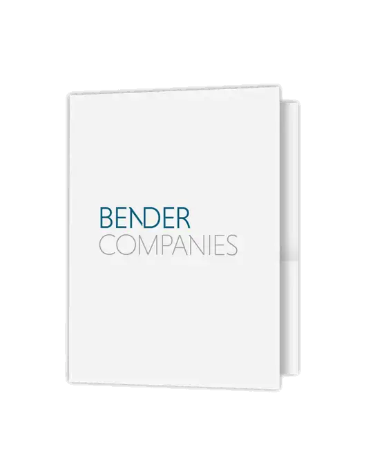 White Presentation Folder with Dual Pockets w/Bender Companies Logo