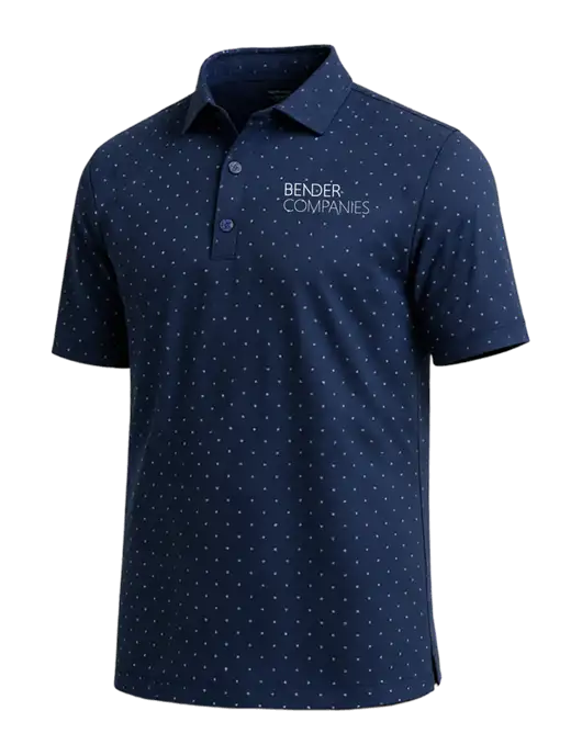 Callaway Micro Chev Dark Navy Print Polo w/Bender Companies Logo