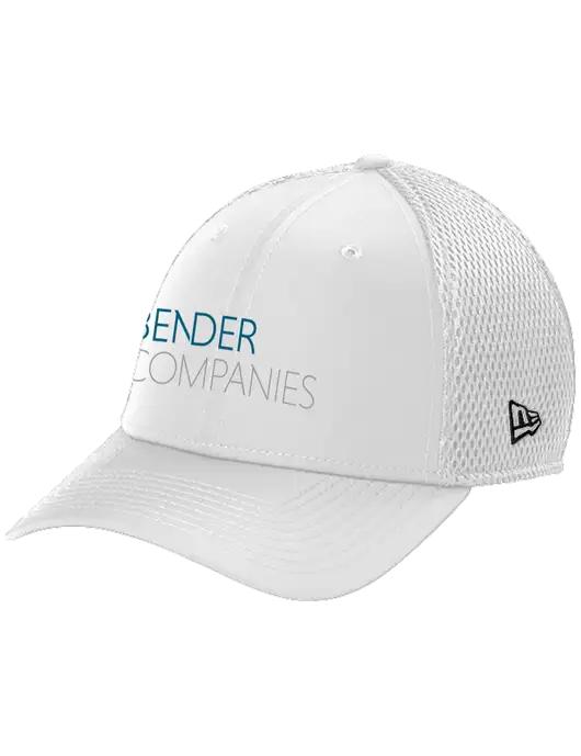 New Era 39THIRTY Performance Stretch White Mesh Cap w/Bender Companies Logo