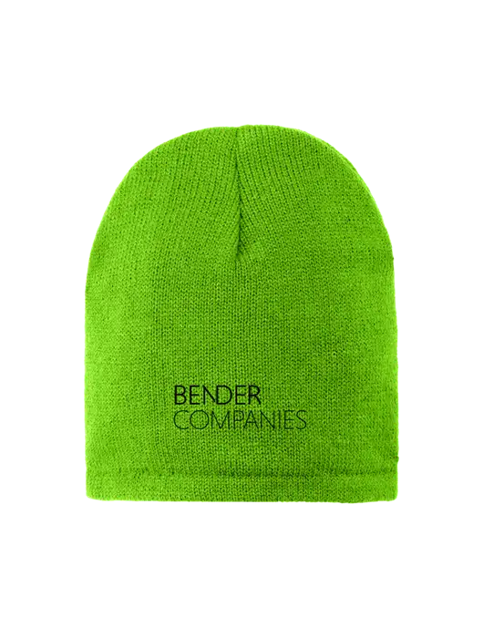 Safety Green Fleece-Lined Beanie Cap w/Bender Companies Logo