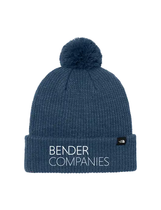 The North Face Light Navy Pom Beanie w/Bender Companies Logo